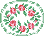 Овальный мотив с розами - 7 цвета, 68х55 стежков. Verena 3/93
