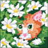"Котенок в цветах" - миниатюра. 13 цв. 60х60 стежков. (2 кб.) "Сандра" 2/93